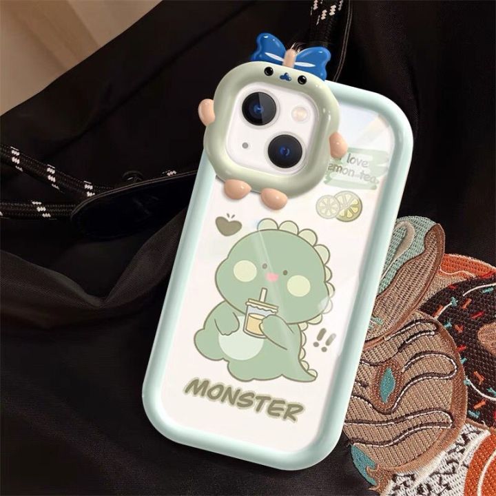 เคสโทรศัพท์สำหรับ-realme-10-pro-plus-5g-8i-7i-7-9i-r15-r17-f11ซิลิโคนนิ่ม3d-โบว์ปมเลนส์มอนสเตอร์น้อยแพนด้าไดโนเสาร์น่าขัน-tpu-ins-ป้องกันเต็มรูปแบบลายการ์ตูนน่ารักเป็นคู่