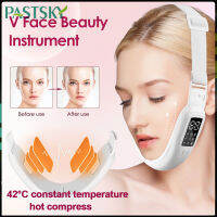 PASTSKY V-ใบหน้ายกผิวหน้าเข็มขัดลดน้ำหนัก EMS นวดสั่นใบหน้าลดน้ำหนัก42 °C อุณหภูมิคงที่ประคบร้อนคางสองชั้น8โหมด15ระดับของความเข้มการปรับ