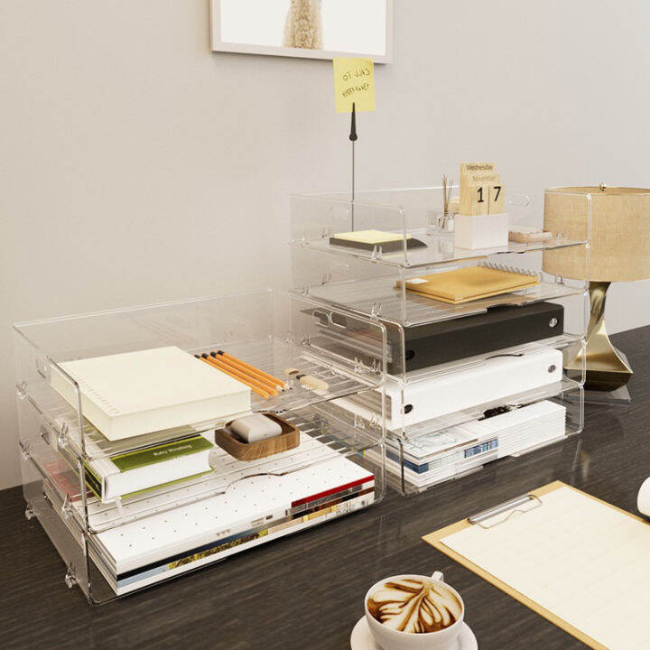 Acrylic U-shaped Stackable Desk Organizer File Bond Paper Rack ...