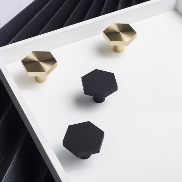 luxury-1-pc-gold-color-mini-hexagon-handles-zinc-alloy-black-single-hole-drawer-pulls-cupboard-door-handle-furniture-door-knob