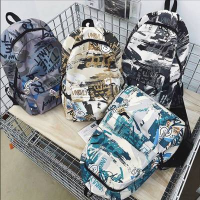 Graffiti Couple Backpack for Women Student Large Capacity Breathable Fashion Personality Multipurpose ulzzang Bags
