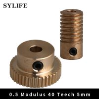 0.5 Modulus 40 Teeth Brass Worm Gear Wheel amp; 5mm Hole Dia Worm Gear Shaft Kits 1:40 Reduction Ratio with Screw