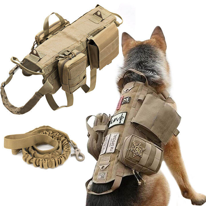 Large Dog Harness With Pouches Molle Vest K9 NoPull Handle German
