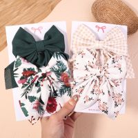 【hot】◄  2Pcs/set Hair Print Bows Hairpins Barrettes Duckbill Clip Headwear Accessories