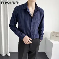 EERSHENSHI เสื้อเชิ้ตผู้ชาย เสื้อเชิ้ตลายทางแฟชั่นสไตล์เกาหลี เสื้อราคาถูก