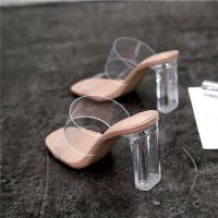 ❈♘☞ Summer Women Pumps Sandals PVC Jelly Slippers Open Toe High Heels Women Transparent Perspex Slippers Shoes Heel Clear Sandals