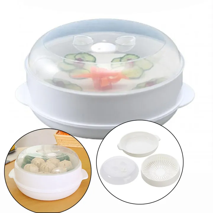 STEAMER001 27cm Single Layer Plastic Steamer Microwave Oven Steamer