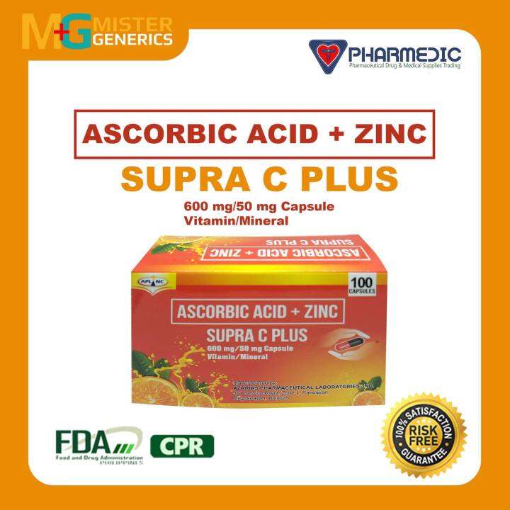 Supra C Plus Ascorbic Acid + Zinc 600mg/50mg capsule vitamin/mineral