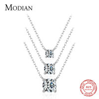 Modian คลาสสิก925เงินสเตอร์ลิงรอบ Simple Clear CZ สร้อยคอจี้สำหรับงานแต่งงานของผู้หญิงหมั้นเครื่องประดับ