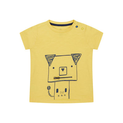 เสื้อยืดเด็กผู้ชาย Mothercare yellow novelty zip t-shirt YC367