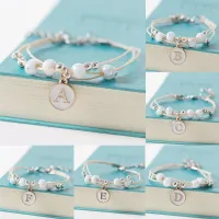 Simple Ceramic Beaded Letter Bracelet Women Girls Handmade Adjustable A-Z Initials Charms Braided Bracelets Friend Birthday Gift