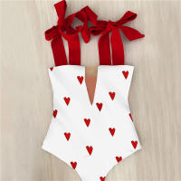 20212021 New Sexy One Piece Swimsuit Shoulder Strappy Swimsuit Heart print Swimwear Women Backless Bathing Suit Beach Wear Monokini