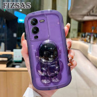 เคสกรอบซิลิโคนอ่อนนุ่มโทรศัพท์กันกระแทกสำหรับ VIVO V25 V27 Pro V27e V25e V23 5G มนุษย์อวกาศพับเป็นขาตั้ง5G พร้อมที่ยึดขาตั้งเคสด้านหลังโปร่งใส