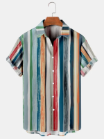 เสื้อสำหรับผู้ชาย3D พิมพ์ลายทางลำลองเสื้อทรายแฟชั่นเสื้อขนาดใหญ่แนวสตรีทเสื้อสไตล์โกธิคของผู้ชายเสื้อฮาวายสำหรับ5XL