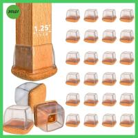 DOULI 24 PCS รู้สึกเหมือนอยู่ ตัวป้องกันขาเก้าอี้ ซิลิโคนทำจากซิลิโคน โปร่งใสโปร่งใส แผ่นรองเฟอร์นิเจอร์ ไม่มีรอยขีดข่วนและลดเสียงรบกวน สี่เหลี่ยมสี่เหลี่ยม ตัวเลื่อนเฟอร์นิเจอร์ พื้นไม้เนื้อแข็ง