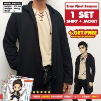 เสื้อแจ็กเก็ตคอสเพลย์ AOT Attack On Titan Eren Yeager Final Season Yaegerist SET Kaos MyHobbyTown QC8191601