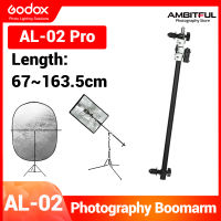 Ambitful AL-02 Pro 67cm~163.5cm Holder Bracket Swivel Head Reflector Disc Arm Support with Telescopic Boom Arm Top Light Sandbag for Photography Speedlite Mini Flash Strobe