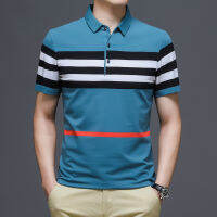 2021 new 96 cotton short sleeve polo shirt Europe station mens stripe printing fashion short sleeve dad business dress