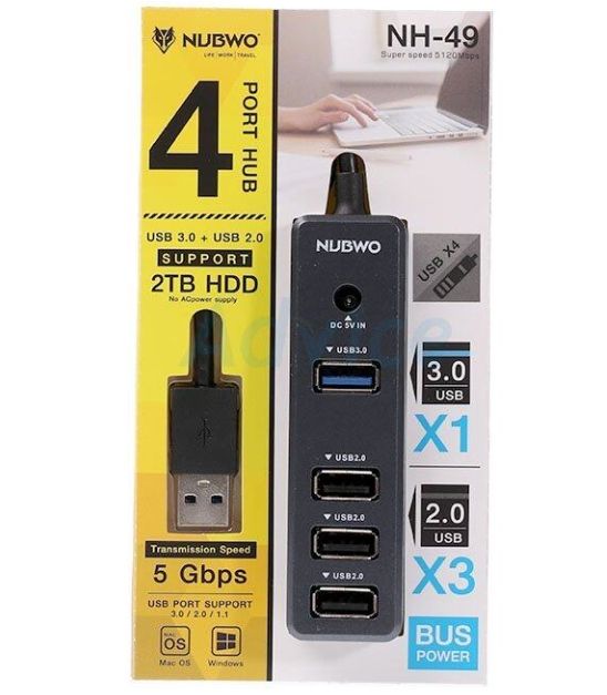 remaxแท้-ยูเอสบี-ฮับ-usb-hub-ตัวแปลงเพิ่มช่องusb-4ช่อง-nubwo-nh-49-ประกัน1ปี