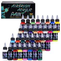 OPHIR Airbrush 24/32สีอะคริลิค Airbrush สี DIY สำหรับรองเท้ารุ่นแอร์บรัชภาพวาดหนัง TA005สี DIY (1-24)