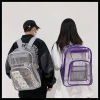 【jw】ↂ♣ Bolsa de ombro transparente grande capacidade com bolsos múltiplos mochila transparente estudante impermeável homens e mulheres