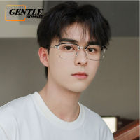 (GENTLE MOSCOT) ป้องกันแสงสีฟ้าสายตาสั้นแว่นตาแสงแฟชั่นวินเทจโลหะกรอบสี่เหลี่ยมเกาหลีแว่นตาผู้ชาย