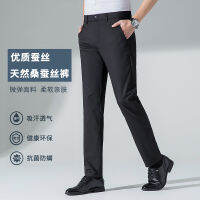 2023 New Summer MenS Thin Slim Silk Pants Starting Through Pine Business Casual West