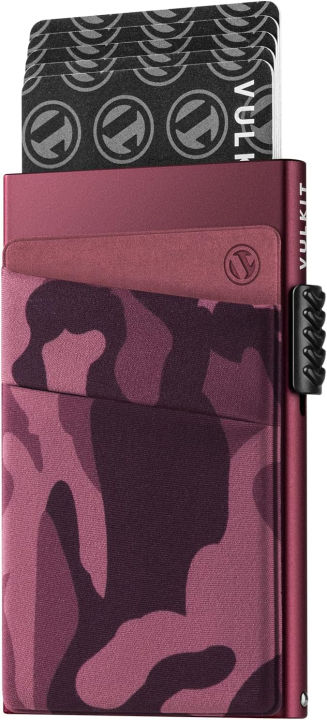 vulkit-pop-up-credit-card-holder-wallet-rfid-blocking-slim-aluminum-metal-bank-card-case-with-money-pocket-for-airtag-credit-cards-notes-and-coins-red-vc307-camouflage-red