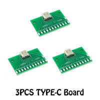 3ชิ้นหัว TYPE-C ตัวเมีย Papan Ujian ขั้วต่อ3.1 USB บอร์ดอะแดปเตอร์พร้อมฐานบอร์ด PCB 24P เพื่อวัดการนำกระแส