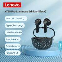 Xt95pro เวอร์ชันที่เปล่งแสง Lenovo Think Plus ชุดหูฟังบลูทูธพร้อมหูฟังไร้สายแบบบีทคู่ TWS5.1หูฟังเล่นเกมกีฬาที่รองรับ