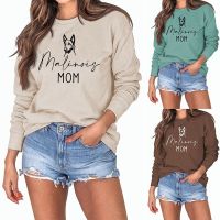 new autumn and winter cotton fashion Malinois mom alphabet dog print fashion baggy long-sleeved large size sweater