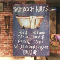 BATHROOM RULES Vintage Metal Tin Plate Wall Decor 30x20 cm(only one size: 20cmX30cm)(Contact seller, free custom pattern)