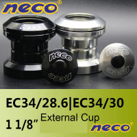 Neco Headset Threadless 34mm EC34 28.6 30 Bearing 1-18" headset external cup road bike mountain bike 34mm black silver parts