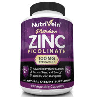 Nutrivein Premium Zinc Picolinate 100mg - 120 Capsules