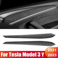 For Tesla Model 3 Model Y 2021 2022 2023 2024 Suede Car Door Trim Cover Front Protector Strip Interior Auto Styling Accessories