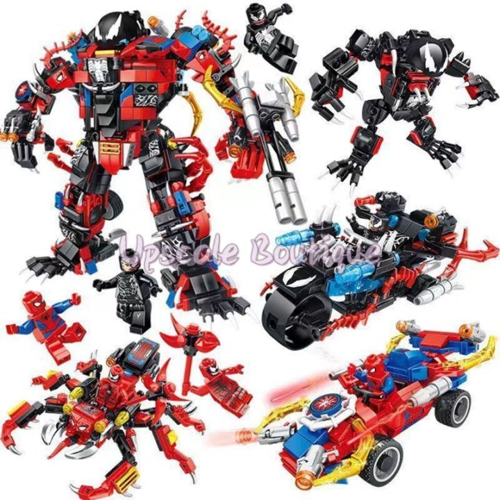 Spiderman Robot Marvel Avengers Venom Set Minifigures Spiderman Venom ...