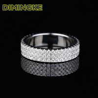 DIMINKGE Classic Three Rows Super Flash Full Diamond Wedding Ring 100-S925 Sterling Silver Womens Party High Jewelry