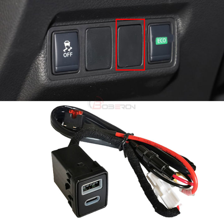 TYPE-C Car Fast Charger PD QC3.0 USB Socket Interface for Nissan Teana ...