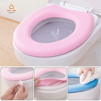 Self-adhesive Soft EVA Toilet Cover / Reusable Toilet Seat Cover Mat / Household WC Toilet Anti-Dirty Protective Case