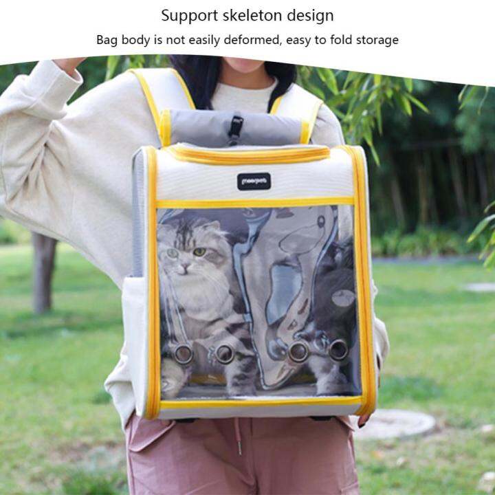 tas-carrier-กระเป๋าเป้สัตว์เลี้ยงระบายอากาศ-tas-carrier-เป้สะพายหลังลายอวกาศผ้าอ๊อกซ์ฟอร์ดพับแบบพกพาโปร่งใสพื้นที่ขนาดใหญ่สำหรับการขนส่งสุนัขแมว