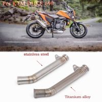 ♈☁สำหรับ KTM DUKE 690 2013 2014 2012 2015 2016 2017ปีท่อไอเสียเหล็กไทเทเนียมอัลลอยท่อกลาง