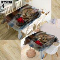 Morris8 HEARMNY Cat Animal Tablecloth 3D Oxford Fabric Square/Rectangular Dust-proof Table Cover For Party Home Decor TV Covers