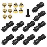 【❁】 yiqkdn 10Pcs Misting Nozzle Tees Kit แบบพกพาทองเหลืองหมอกหัวฉีดสเปรย์สำหรับระบบระบายความร้อนกลางแจ้งรดน้ำชลประทาน Accessories