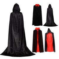 ฮาโลวีนแวมไพร์ Robe ผู้ใหญ่เด็กกำมะหยี่เสื้อคลุม Cape Hooded ยุคกลางเครื่องแต่งกายแม่มด Wicca แวมไพร์คอสเพลย์เครื่องแต่งกายฮาโลวีน