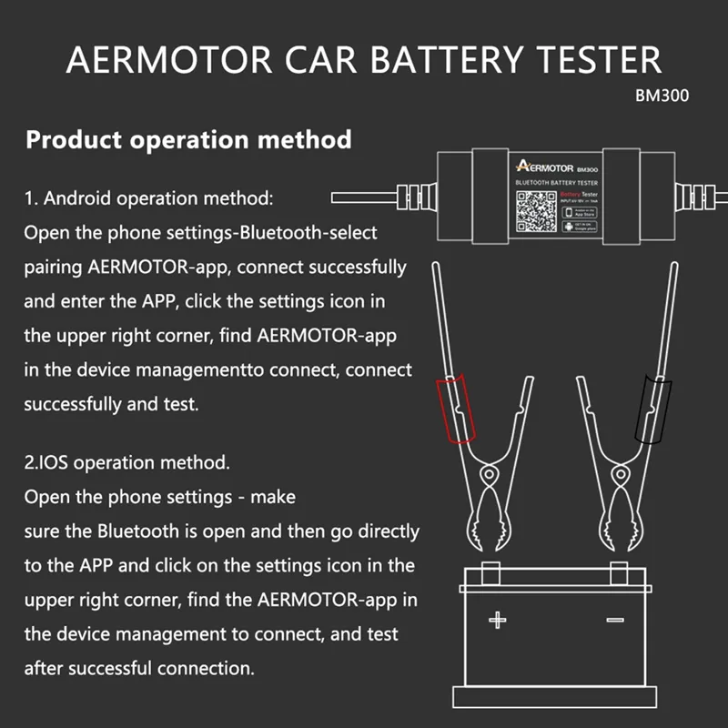 AERMOTOR BM300 Battery Detector Test 12V Bluetooth Voltmeter Wireless for  Car Battery | Lazada