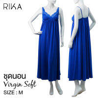 **new arrival** RIKA ชุดนอน ผ้า Nylon Virgin Soft กระโปรงสายเดี่ยว SEXY ความยาว Maxi  FV3066  แต่งลูกไม้ดีไซน์หรู  ผ้านุ่มมีน้ำหนักทิ้งตัวสวย**SIZE M **