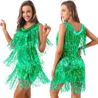 Latin Dance Dress Women Sexy tassel fringe sequin Salsa allroom Tango Cha Cha Rumba Samba Latin Dresses Rave Outfits Dancewear