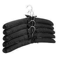 15 Inch Large Satin Padded Hangers,Silk Hangers for Wedding Dress Clothes,Coats,Suits,Blouse (Black,5 Pack)