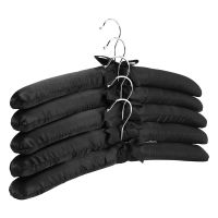 15 Inch Satin Padded Hangers,Silk Hangers for Wedding Dress Clothes,Coats,Suits,Blouse (Black,5 Pack)