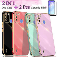 2 IN 1 ITEL Vision 1 Pro ITEL S16เคสโทรศัพท์ตรงขอบ Electroplated เคสป้องกันพร้อมตัวป้องกันหน้าจอเซรามิกโค้ง